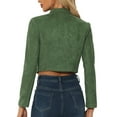 thumbnail image 3 of Unique Bargains Women's Faux Suede Cropped Jacket Zip Up Stand Collar Coat XL Green, 3 of 5