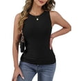thumbnail image 2 of WUJINXIA Women's Summer High Neck Sleeveless Ribbed Knit Slim Top Tank Top, 2 of 5