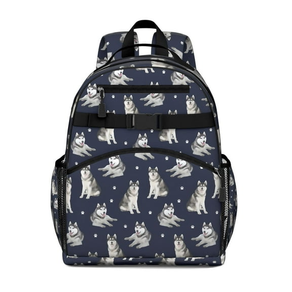 Siberian Husky Backpack for School,Cute School Bag,Schoolbag with Adjustable Shoulder Straps & Padded Back,15.25"x11.5"x5.25"