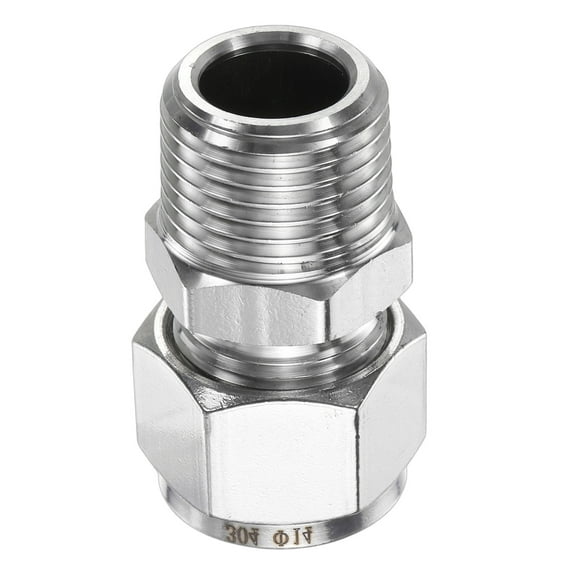 Uxcell Compression Fitting 14mm OD x 1/2" NPT Male Stainless Steel Coupler Adapter