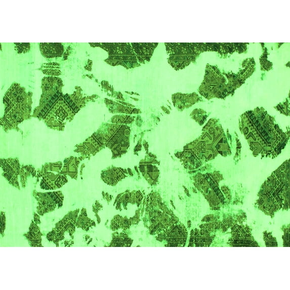 Ahgly Company Indoor Rectangle Abstract Green Modern Area Rugs, 2' x 4'