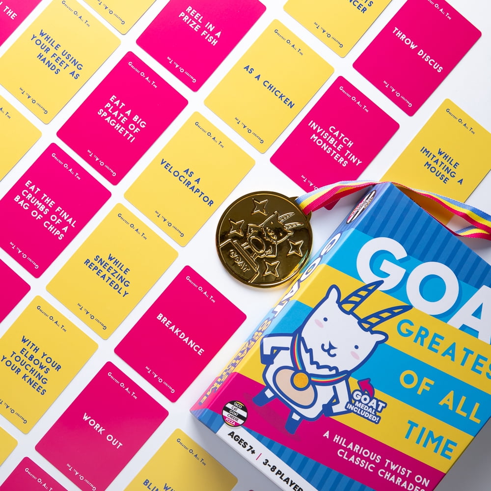 Greatest of All Time GOAT Card Game by Taco Cat Goat Cheese Pizza | Hilarious Twist on Charades | Funny Improv Family Game for Kids, Teens & Adults | Great Icebreaker for Game Night | 3–8 Players