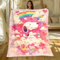 thumbnail image 3 of Manta con estampado de dibujos animados lindo Snoopy de MINISO. Franela cálida y cómoda, dormitorio, sofá, cama, silla, regalo, picnics, viajes, campamento, mantas., 3 of 5
