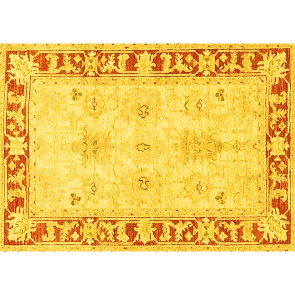 Ahgly Company Indoor Rectangle Persian Yellow Traditional Area Rugs, 7' x 9'