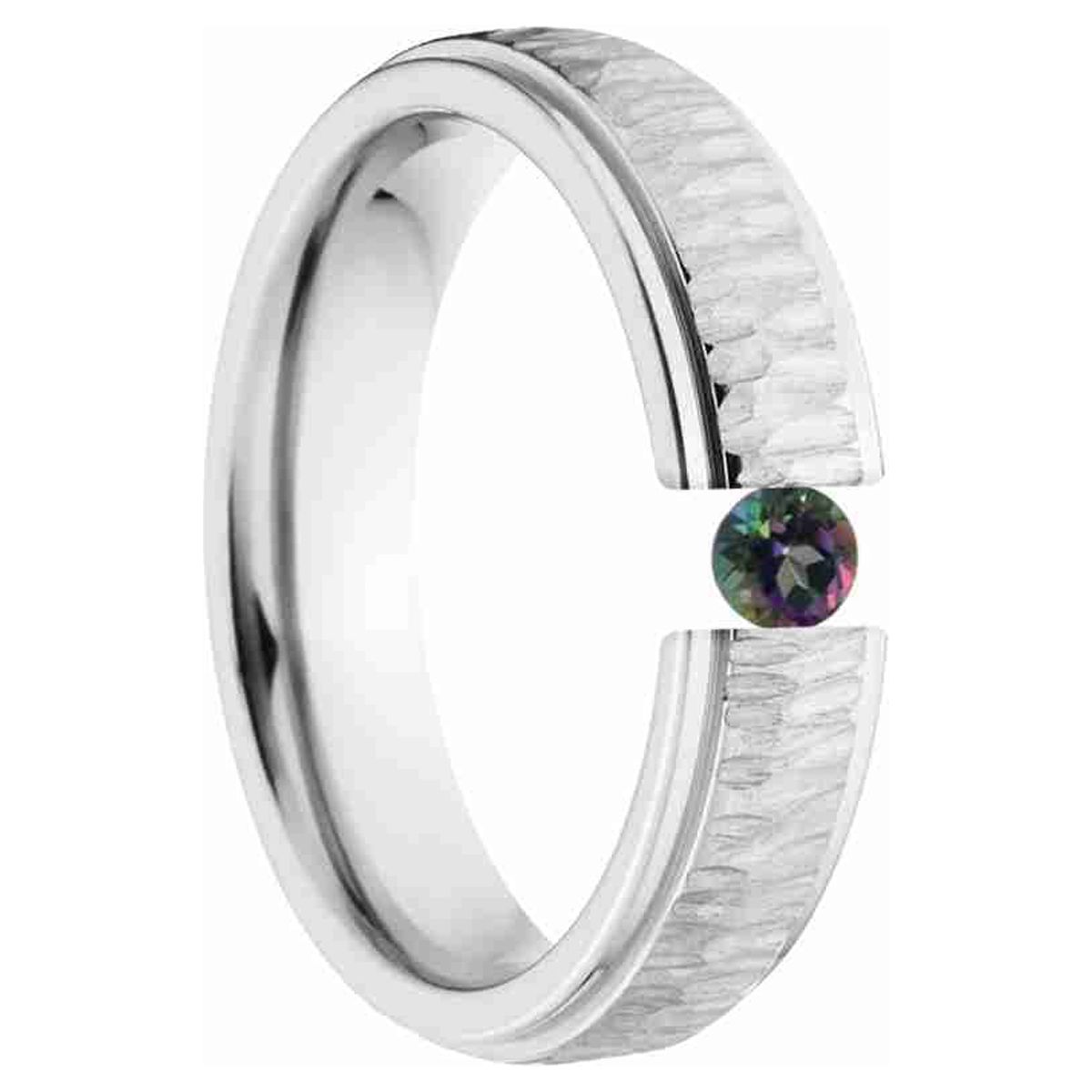Mystic Topaz 5mm Stainless Steel Custom Tension Set Ring