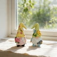 thumbnail image 3 of Spring Gnome Figurines Set of 2, Floral Garden Decor with Bee and Butterfly, Yellow and Green Hats, Resin, 4.53 inches Height, 3 of 7