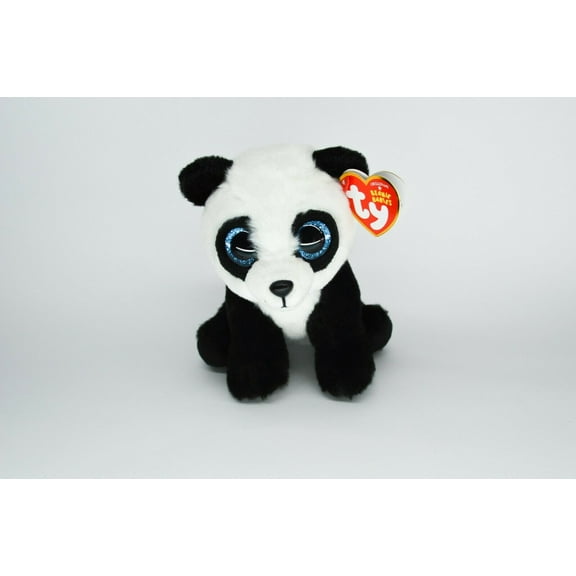 Cp Ty Beanie Babies Ming The Black And White Panda Plush Stuffed Animal Blue Glitter Eyes  6"