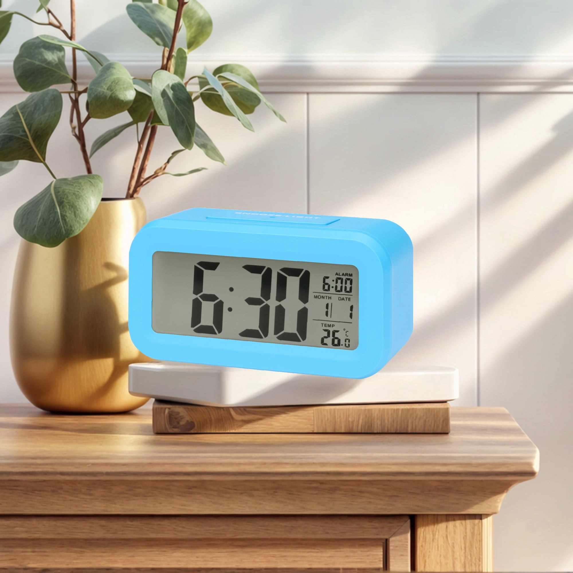 Unique Bargains Small Digital Alarm Clock for Bedroom for Deep Sleepers Blue