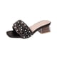 thumbnail image 1 of Zapatillas de mujer de gran tamaño, ropa de calle, estilo veraniego, tacón grueso de perla, estilo de tacón alto de una sola pierna, sandalias con lazo y diamantes de imitación, 1 of 6