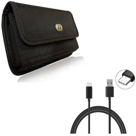 Type-C 10ft USB Cable w Rugged Case Belt Clip for Google Pixel 6 - Charger Cord Power Wire, Holster Canvas Cover Y8V Compatible With Google Pixel 6