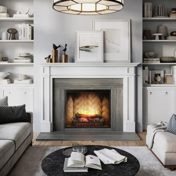 Modern Ember Lenwood Traditional Wood Fireplace Mantel