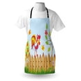 thumbnail image 3 of Farmland Apron Border with Rooster Tree Butterfly and Flowers in Summer Kids Cartoon Farm Print, Unisex Kitchen Bib Apron with Adjustable Neck for Cooking Baking Gardening, Multicolor, by Ambesonne, 3 of 3