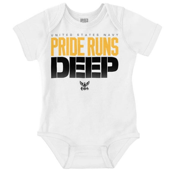 United States Navy Pride Runs Deep Romper Boys or Girls Infant Baby Brisco Brands 18M