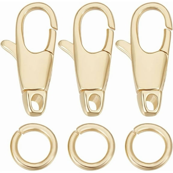 1 Box 6Pcs Spring Gate Rings 18K Gold Plated Swivel Clasps Connector Keychain Snap Buckle with 20Pcs Open Jump Ring for DIY Craft Jewelry Making