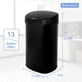 thumbnail image 6 of CL.HPAHKL 50 Liter Motion Sensor Trash Can, 13 Gallon Stainless Steel Kitchen Garbage Can with Lid, Automatic Waste Bin for Home Office, Bathroom, Black, 6 of 7