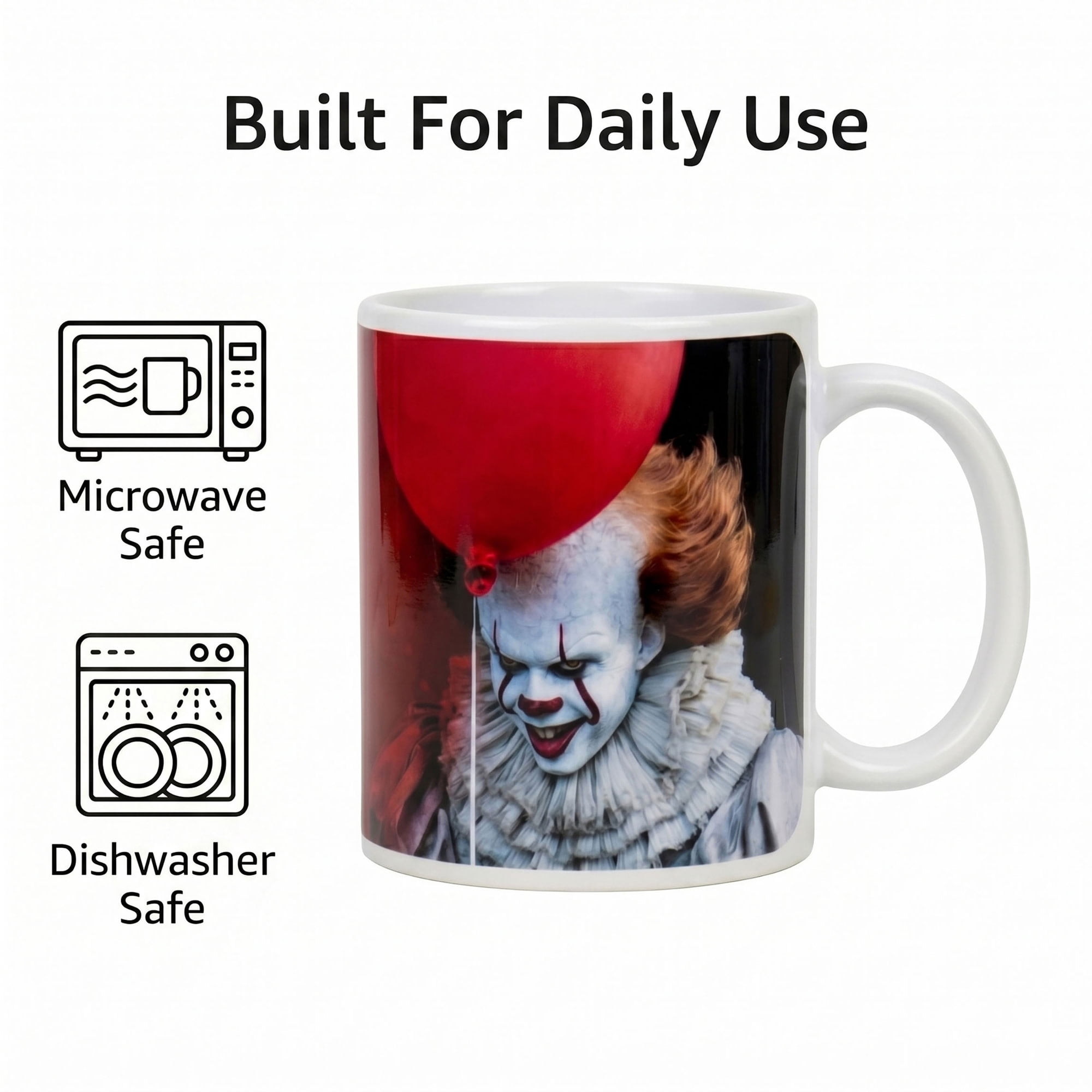 Pyramid America: IT Pennywise Red - 11oz Ceramic Mug - Coffee & Tea Cup, Horror Character Photo, Microwave-Dishwasher Safe, Fan Collectible, Licensed