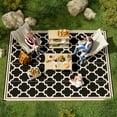 thumbnail image 2 of Reversible Outdoor RV Rug, 9' x 12' Patio Floor Mat, Black & Beige, 2 of 9