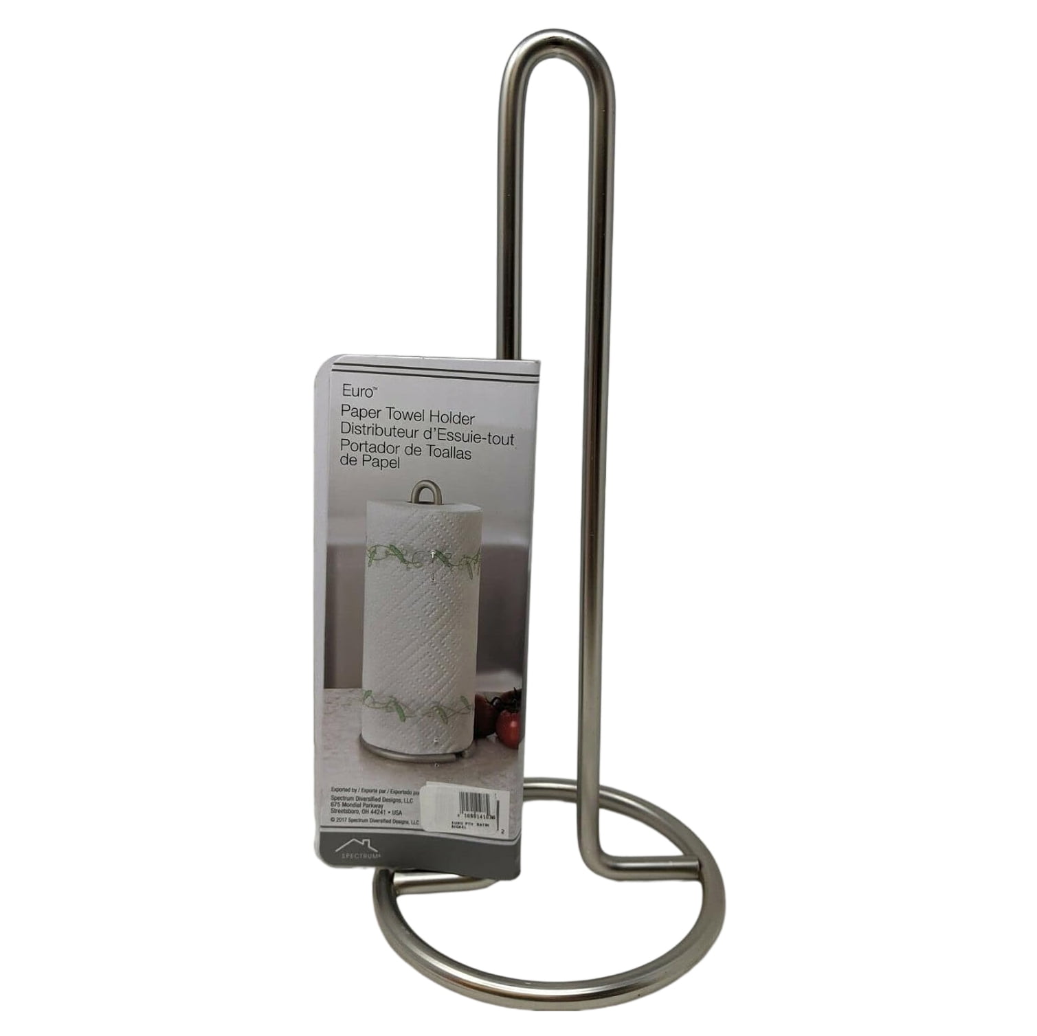 Sdd Holdings Paper Towel Holder Euro Collection - Countertop, Satin Nickel - 1 Ct, Silver