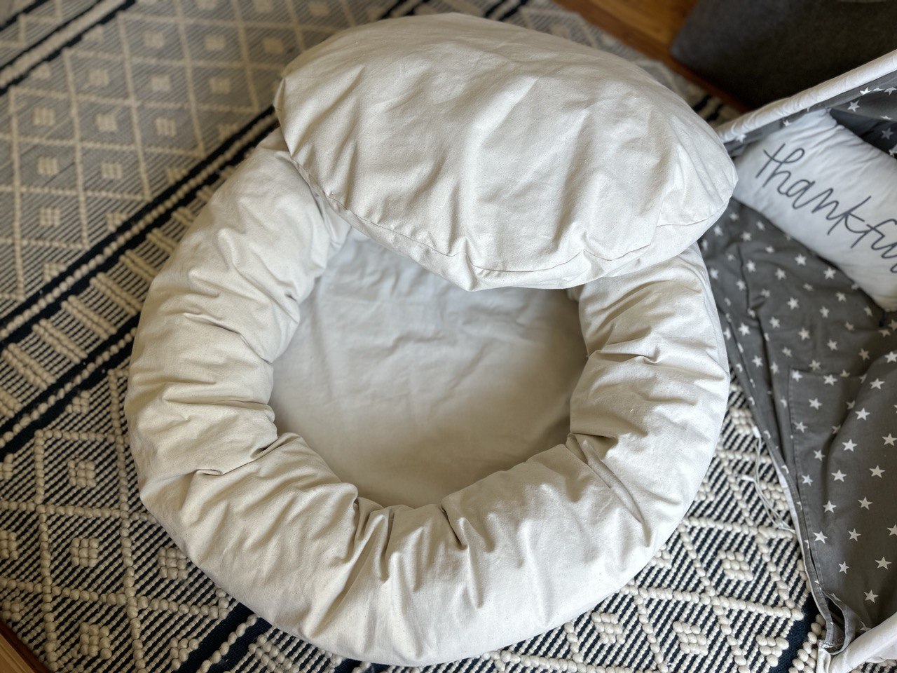 Organic Cotton Dog Bed With Removable Covers Non Toxic Dog Bed Gift For Dog Lovers Eco Friendly Dog Bed Donut Shape Medium Size 42" x 8" Cat Bed Gift For Pet