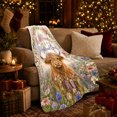 thumbnail image 3 of Wildflowers Highland Cow Floral Crown Whimsical Farm Art, Festive Holiday Scene, Warm Flannel Blanket for Ranch House and Living Room, Art Lovers Thanksgiving Gift, Festive Home Decor, 3 of 7