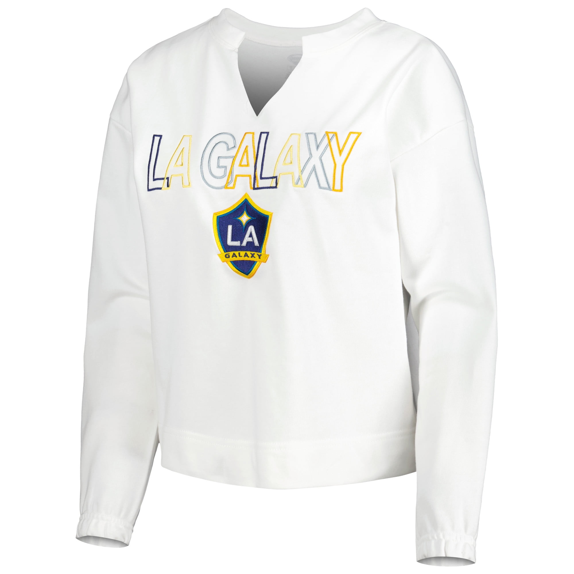 Women's Concepts Sport White LA Galaxy Sunray Notch Neck Long Sleeve T-Shirt