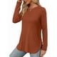 thumbnail image 3 of Camisa de Larga con Cuello Redondo para Mujer, Básica, Holgada, Informal Rojo Ladrillo XXL, 3 of 5
