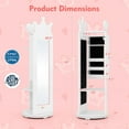 thumbnail image 6 of 360° Swivel Mirrored Kids Jewelry Cabinet with Full-Length Mirror, 44" Standing Children Jewelry Organizer with Rear Storage Shelves, Kids Vanity Dress Up Jewelry Armoire for Girls (White), 6 of 9