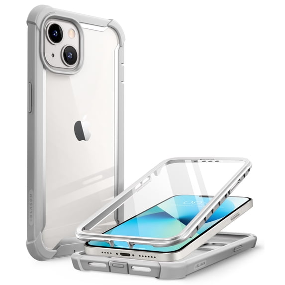 i-Blason Ares Case for iPhone 13 Case 6.1 inch (2021), Dual Layer Rugged Clear Bumper Case with Built-in Screen Protector (Gray)