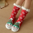 thumbnail image 2 of Sonducket Calcetines cálidos navideños para mujer, lindos dibujos animados de felpa, Otoño Invierno, cómodos, cómodos, antideslizantes, calzado para Medias Papá Noel azul Sonducket AP013038-05, 2 of 6