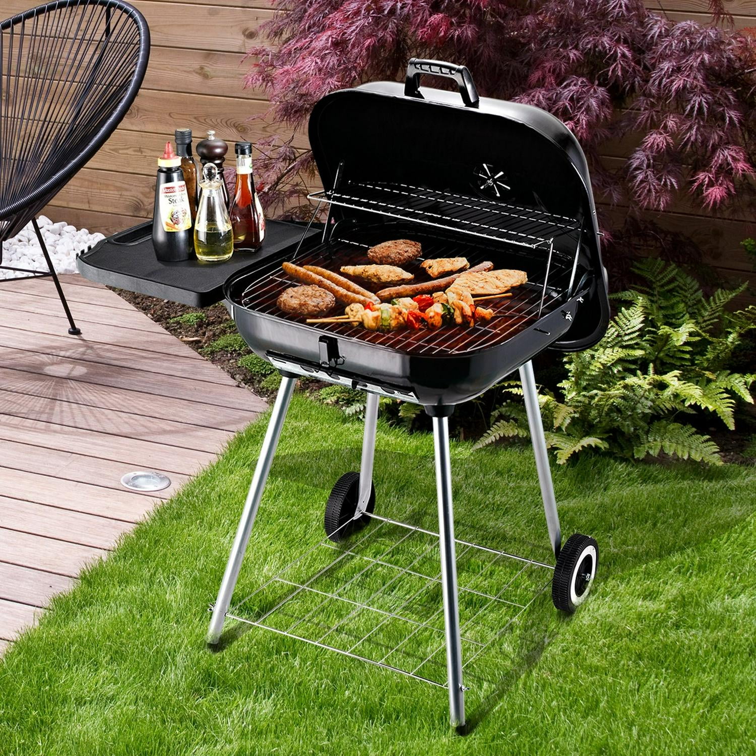 Outsunny Steel Portable Outdoor Charcoal Barbecue Grill