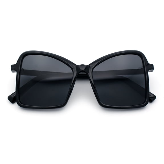 Womens Diva Oversized Butterfly Thin Plastic Fashion Retro Sunglasses All Black