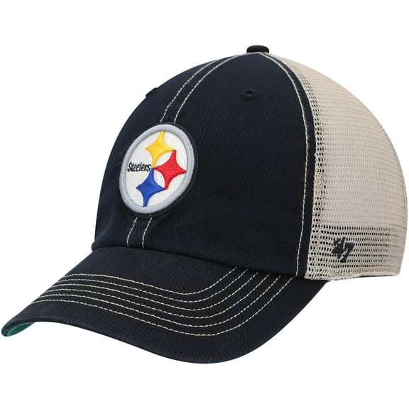Men's '47 Black/Natural Pittsburgh Steelers Trawler Trucker Clean Up Snapback Hat
