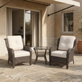 thumbnail image 2 of Joyside 3 PCS Patio Furniture Set with Side Table, 2 Wicker Chairs with High Back, Deep Seating, Wide Armrest, Thick Cushions for Deck Porch, Beige, 2 of 8