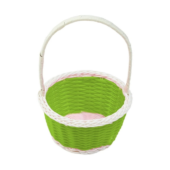 Qholemyo Small Easter Basket Mini Plastic Woven Easter Theme Basket Easter Decor For Home Outdoor School Events Kids Easter Gift