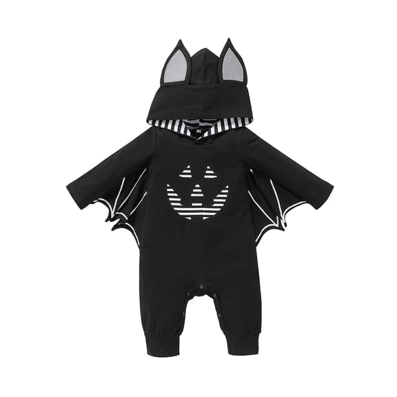 Baby Toddler Bat for Boys Long Sleeve Hooded Romper Jumpsuit Unisex Kids Halloween Dress up Party Clothes Size 3-24 Months