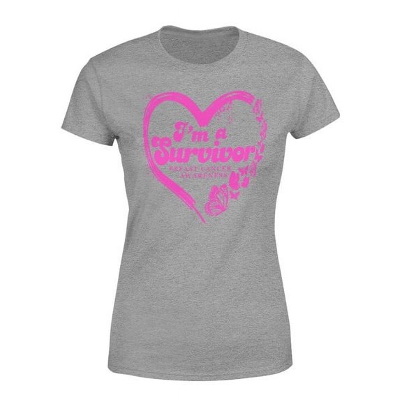 I'm Survivor Breast Cancer Awareness T-shirt for Women Black Size-S