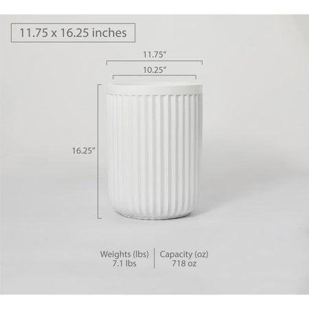Large Nordic Minimalist Fiberstone Lightweight Round Planter Pot White 16.25 In. H x 11.75 In. W x 11.75 In. L