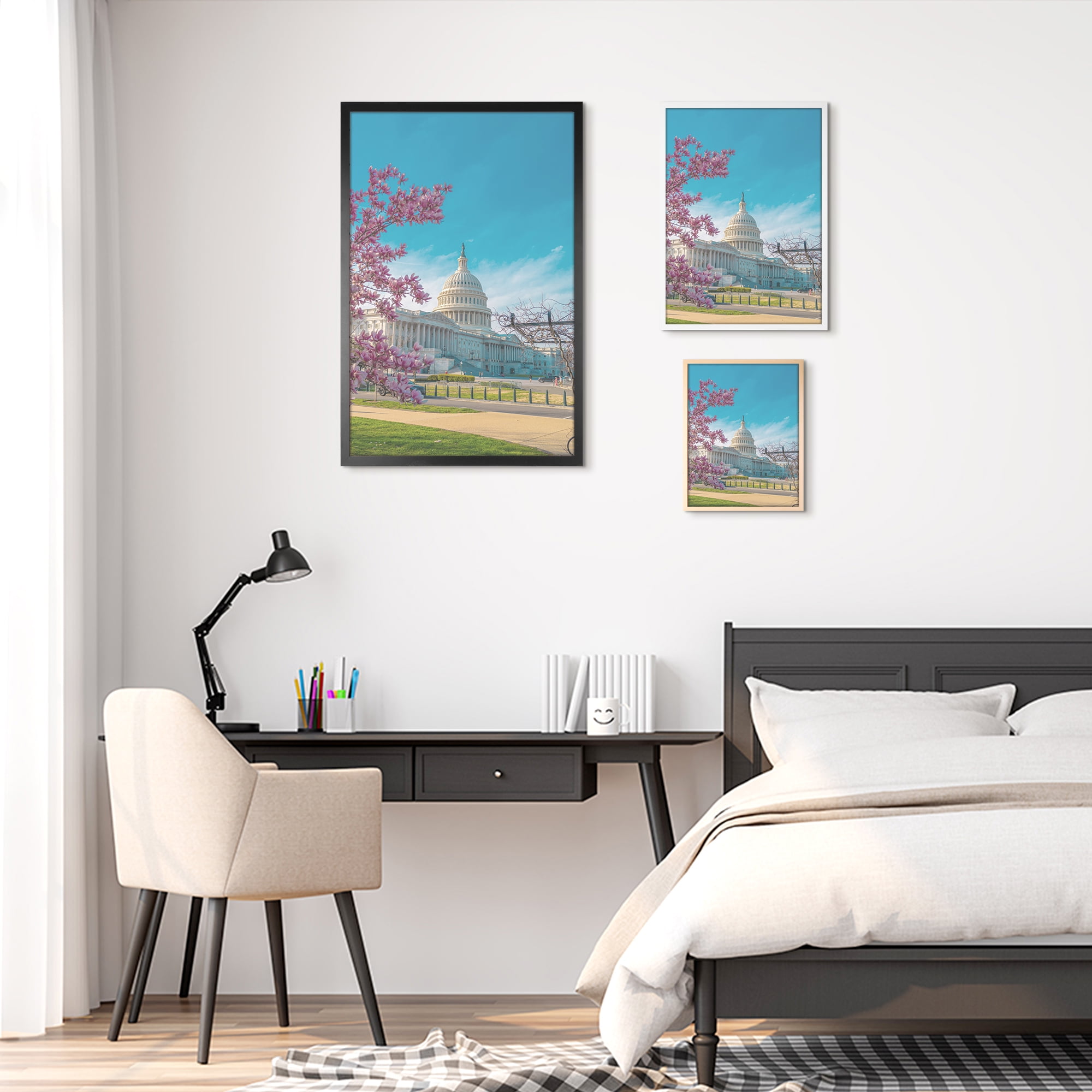 Unique Bargains Wall Picture Frame for Photo and Poster Art Photo Frame Wood Color 5x7