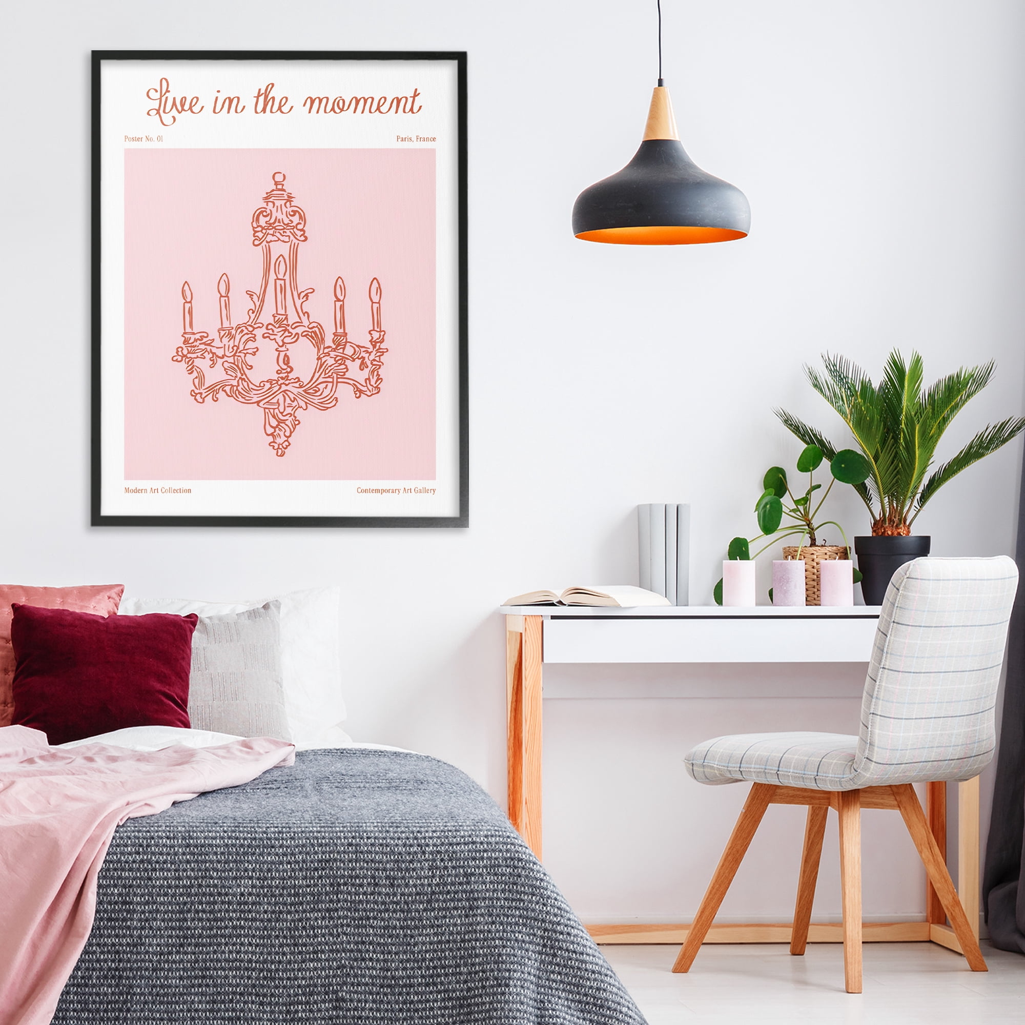 Stupell Industries Live In The Moment Chandelier Black Framed Giclee Art, design by The Prints Vibe
