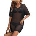 thumbnail image 1 of Vestido de Baño de Crochet Calado para Mujer, Ropa de Playa Informal, Negro, Talla S, 1 of 8