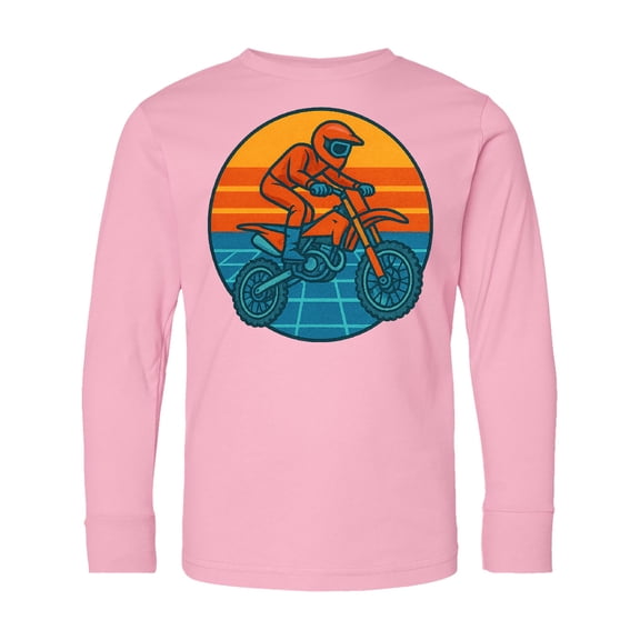 Inktastic Retro Motocross Dirt Bike Rider Long Sleeve Youth T-Shirt