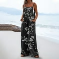 thumbnail image 2 of Joau Summer Jumpsuits for Women Casual Spaghetti Strap Sleeveless Wide Leg Long Pant Rompers Vintage Print Boho Overalls Beach Vacation Outfits with Pockets S-3XL, 2 of 6