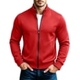 thumbnail image 3 of CBASIHI Mens Zip Up Sweatshirts with Pockets Casual Long Sleeve Fall Winter Stand Up Collar Warm Fleece Track Jacket Red 2XL, 3 of 9