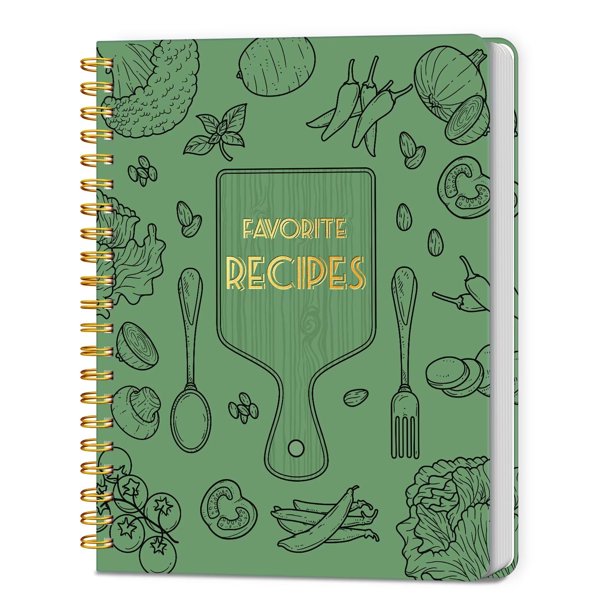 LuBudingJoy Libro de recetas en blanco para escribir sus propias recetas, organización personal de recetas de tapa dura en espiral de página completa, diario de recetas con capacidad para 140 recetas