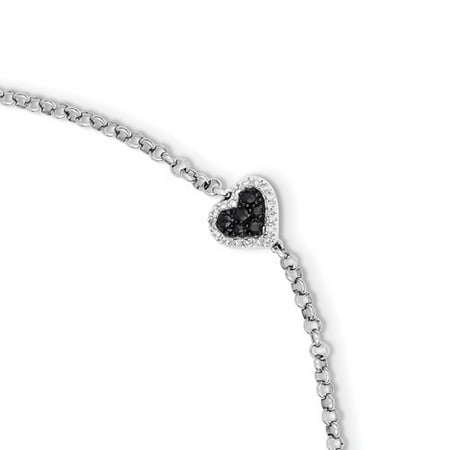 Sterling Silver Diamond & Sapphire Heart Bracelet
