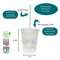 thumbnail image 3 of Rolling Sands 16oz Reusable Plastic Cups with Lids, 6 Pack, USA Made; BPA Free Clear Tumblers, Includes 6 Reusable Straws; Dishwasher Safe, 3 of 9