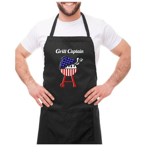 4th of July Aprons for Men Women American Flag Grilling BBQ Apron Apron One Size Black