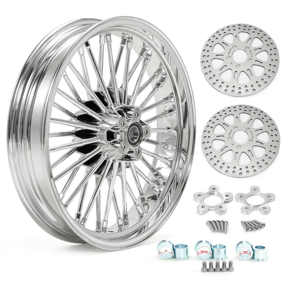 18X3.5 Fat Spoke Front Wheel Rotors Discs Set for Harley Touring Electra Glide Classic FLHTC Road King FLHR FLHP Road Glide FLTR 1984-2008 2000 2001 2002 2003 2004 2005 2006 Street Glide FLHX