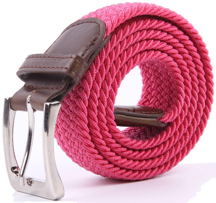 Gelante Adult's Canvas Elastic Fabric Woven Stretch Braided Belts - HotPink, M