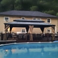 thumbnail image 3 of PURPLE LEAF 12 X 24 Outdoor Hardtop Gazebo Wide Aluminum Frame Metal Double Roof Heavy Duty Netting and Curtains Permanent Hard Top Pavilion Patio Khaki, 3 of 9